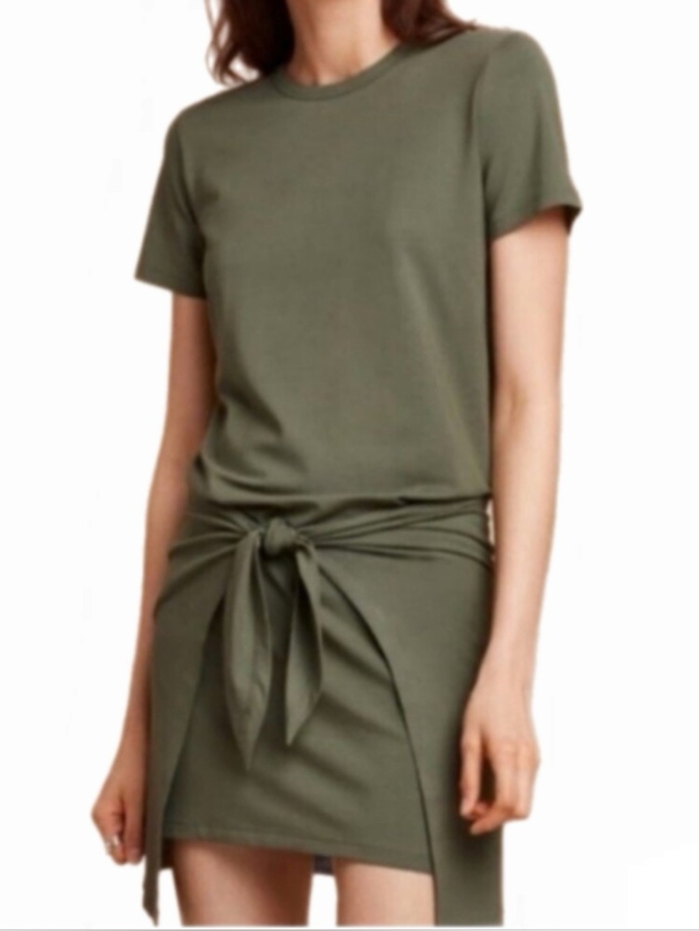 Wilfred Free Bair Wrap T-Shirt Dress | Olive Green | Size Large